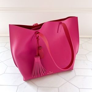 Bright Pink/Red Leather Kate Spade Tote